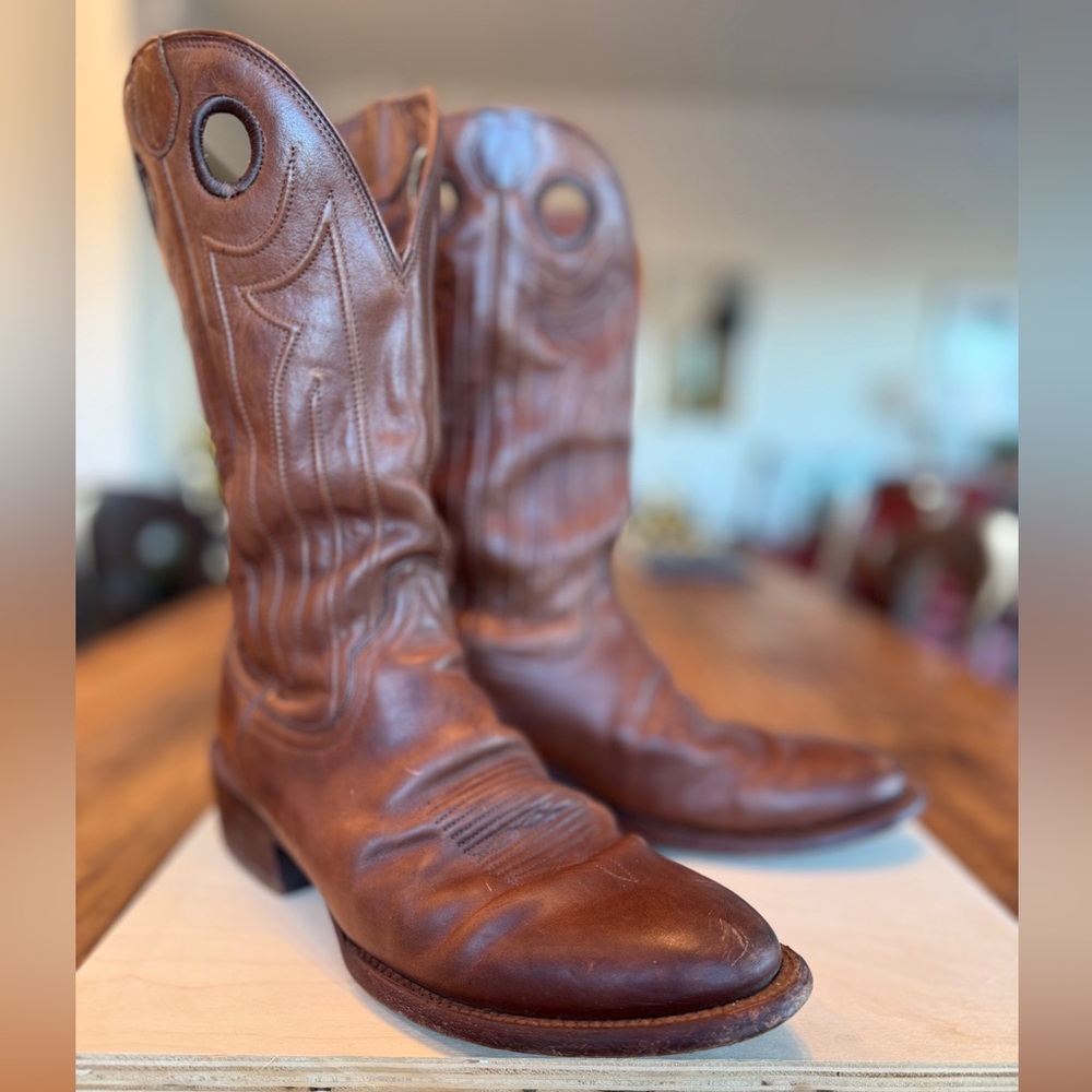 Tecovas Prescott Bison Leather Brown Western Cowboy Boots